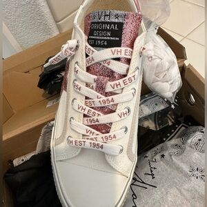 Vintage Havana White and Pink Glitter Sneakers